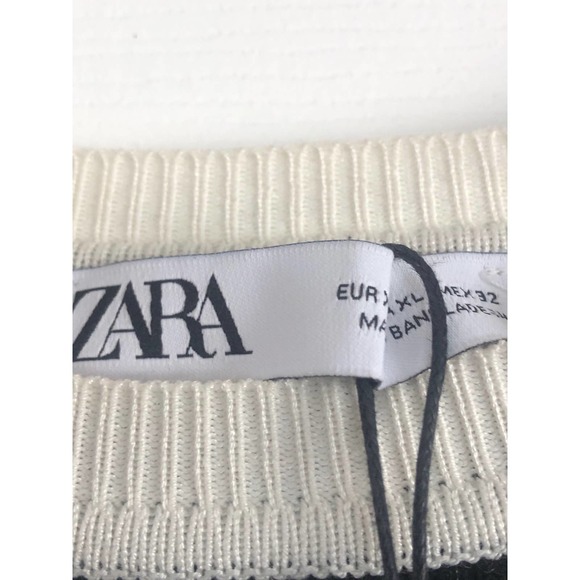 ZARA women Black & Cream Crop Seater Xl - Picture 3 of 5